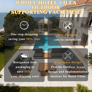 طقم أريكة خارجي فاخر للفيلا من خشب الساج الصلب، مقاوم للماء وحماية من الشمس، طقم فناء للفنادق والحدائق، طقم أثاث خارجي من خشب الساج - Product Image 4