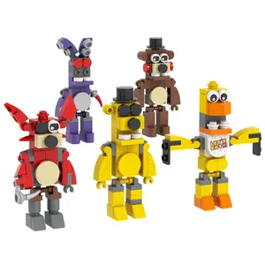 MOC1454 MOC FNAF 미드나잇 베어 세트 애니메이션 액션 피규어 빌딩 블록 피규어 세트 벽돌 장난감 프레디에서 5 박