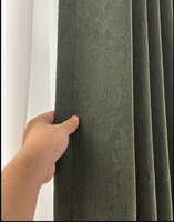 Rideaux français en chenille rose jacquard de luxe, vert vintage, occultants à 99 %, isolants thermiques