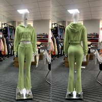 Ensembles d'été pour femmes, couleur personnalisée, sweat-shirts à manches longues, chemisier enveloppant et pantalon large, ensembles décontractés en lin pour femme, 2 pièces