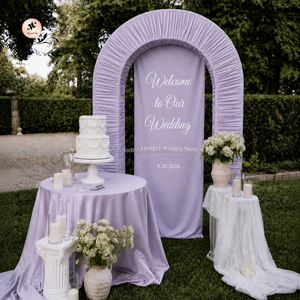 Arche de toile de fond ANNIELU en tissu plissé, support en U, cadre d'arche de mariage 3D à double tube en aluminium pour douche nuptiale, photomaton et décoration d'événements - Product Image 1