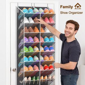 Over The Door <b>Shoe</b> Organizer 20 Pockets Breathable Mesh Hanging Rack For Closet <b>Storage</b> Dark Grey Rectangle Shape Hook Type - Product Image 3