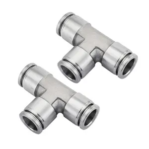 Stainless Steel Female Pneumatic Union Tee Air Fittings Tee Joint Pipe Tube