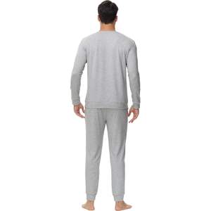 Ensemble de pyjama pour homme personnalisé en tissu French Terry, haut à manches longues et pantalon avec poches et cordon de serrage, tailles S à XXL - Product Image 1