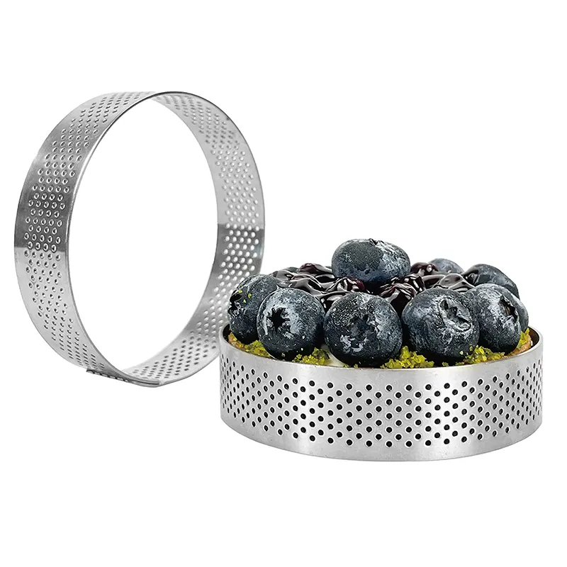 Stainless Steel Perforated Tart Ring Heat-Resistant Cake Ring Mold Tart pie plate with fruit tart Baking cake tool
