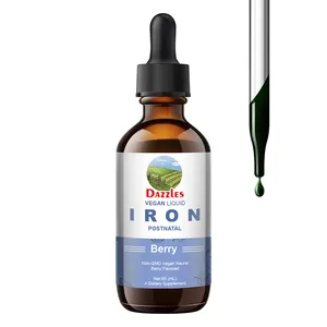 Botol Kaca Organik Alami Suplemen Vitamin Vegan Lemon Balm Iron Liquid Drops