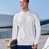 Sweat-shirt unisexe à demi-zip, respirant, élastique, à séchage rapide, avec doublure polaire, col montant et manches longues pour les sports de plein air