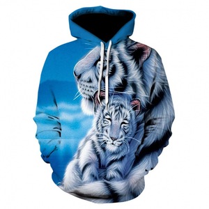 Fitspi animale <span class=keywords><strong>tigre</strong></span> 3d con cappuccio stampato felpa da <span class=keywords><strong>uomo</strong></span> Casual larga coppia maglione felpa all'ingrosso - Product Image 5