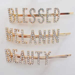 กิ๊ฟติดผมตัวอักษรสีเงินสำห<span class=keywords><strong>รั</strong></span>บเด็กผู้หญิง,กิ๊ฟติดผมปักตัวอักษรสีทองพลอยเทียมตัวอักษรคริสตัลกิ๊บติดผม - Product Image 4