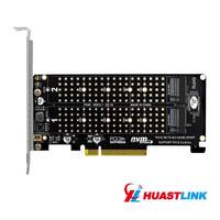 Adaptor Dual M.2 NVME ke PCIE X8 4.0 64Gbps NVME M.2 MKEY SSD RAID Expansion Adapter Mendukung 2230 2242 2260 2280 22110