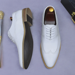 Chaussures Oxford montantes pour <span class=keywords><strong>homme</strong></span> en cuir véritable <span class=keywords><strong>blanc</strong></span> britannique, neuves 2025, faites à la main, décontractées, pour affaires, mariage, formelles, bout pointu - Product Image 3