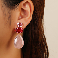 Simple naturel oeil de tigre Rose Quartz exquis Zircon goutte d'eau pendentif boucles d'oreilles pierre précieuse pour accessoire de mode de fête
