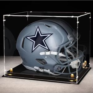 Rõ ràng hat hiển thị trường hợp Mũ bảo hiểm pha lê acry bóng chày với thép không gỉ risers bóng chày chủ đứng <span class=keywords><strong>Acrylic</strong></span> hiển thị hộp - Product Image 4