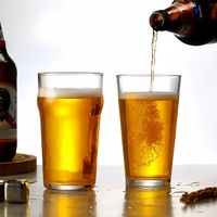 Verres à bière en gros assortis, classiques, à base épaisse, en verre sodalime transparent, tasses à bière de type pint, chopes à bière personnalisées pour bars, pubs et fêtes