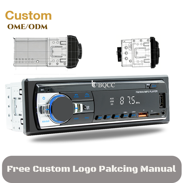 BQCC Hot Selling Car Radio MP3 Player OEM ODM With Bluetooth/USB/SD/AUX AI Audio FM Radio Receiver Handsfree Call Car Stereo