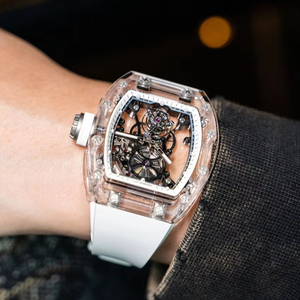 Của nam giới Tourbillon có thể nhìn thấy máy móc sang trọng cơ khí đồng hồ Sapphire Trường hợp với bộ xương thiết kế - Product Image 5