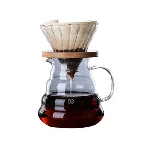 Pembuat Kopi Kaca Borosilikat Buatan Tangan Terlaris dengan Filter Corong Kaca Grosir 300Ml 500Ml 700Ml