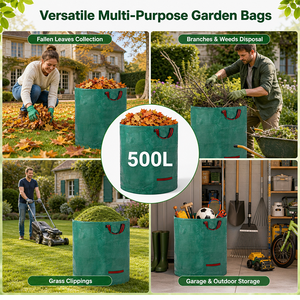 Bolsa de Jardín Resistente de 500L, Reutilizable, de Polipropileno Tejido, Recolector de Hojas, Bolsa de Basura para Jardín de Gran Capacidad con Asas - Product Image 2