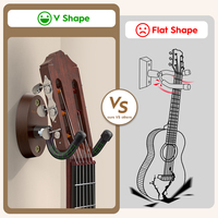 Factory Wholesale Dark Brown Wood Guitar Wall Hanger Hooks Non-Slip Adjustable Stand Wall Stringed Instruments Parts Accessories