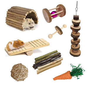 Juguete para Hámster, Mordedor de Madera de Manzano, Palitos de Hierba para Masticar, Bola Mordedora con Ruedas Giratorias, Juego Completo - Product Image 5