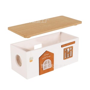 Creative wooden storage <b>box</b> for home desktop cable storage, solid wood multi-functional <b>router</b> power board concealment <b>box</b> - Product Image 5