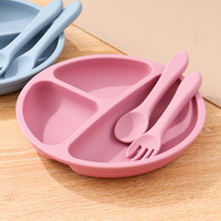 Vaisselle en silicone pour bébé, sans BPA, assiette et bol en silicone avec ventouse pour la crèche et la maternelle