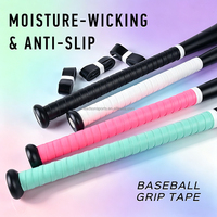 Bande adhésive absorbante pour batte de baseball, antidérapante, anti-vibration, enveloppement de batte, surpoignée, évacuation de l'humidité, durable pour les battes de softball
