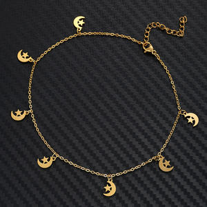 Bracelet de cheville étoile à cinq branches en acier inoxydable pendentif étoile lune chaîne de <span class=keywords><strong>pied</strong></span> nue avec accessoires de plage en gros pour les femmes - Product Image 3