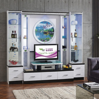 Meuble TV mural moderne de luxe en MDF pour salon, design LED, rangement simple, support TV en bois