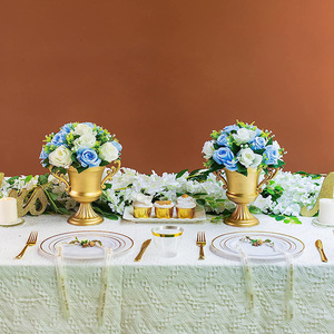 Yeni Metal Urn ekici kupa bardak çiçek vazo yay için Vintage stil saksı düğün Centerpieces vazo düğün dekorasyon - Product Image 4