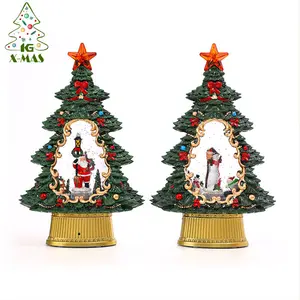 KGクリスマスギフト豪華なAdornosDeNavidad音楽樹脂雪USBバッテリーデュアルユースライトクリスマスツリーの装飾クリスマススノーグローブ