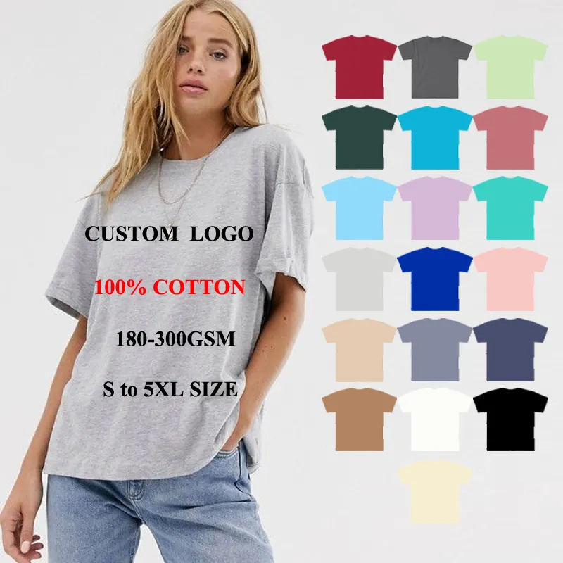 Camisetas lisas teñidas de hilo de punto para adultos informales de verano con logotipo personalizado impreso en blanco para mujer, venta al por mayor, 200gsm, 100% de algodón