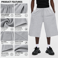 Shorts de jogging amples en molleton 100 % coton personnalisables pour hommes, taille ajustable, ourlet brut, grandes tailles