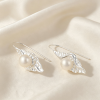 Boucles d'oreilles rétro en forme de goutte de feuille, formes géométriques, Texture de Surface de bosse, argent S925, plaqué or 14k, perles pour femmes