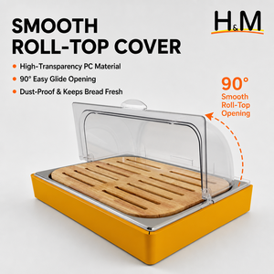 Vitrina Comercial para Panadería con Tapa Abatible, Cubierta de PC, Bandeja Recolectora de Migas de Plástico/Madera, Antipolvo, Ecológica, Grado Alimenticio - Product Image 6