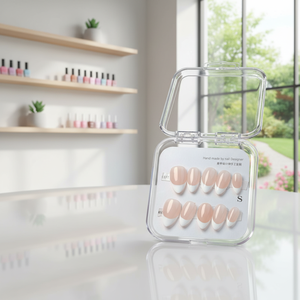 <span class=keywords><strong>Faux</strong></span> <span class=keywords><strong>ongles</strong></span> d'été nude, forme amande française, couvrance totale, avec design mignon style coréen, fait main, pour un effet blanchissant, avec <span class=keywords><strong>colle</strong></span> pour application sur les doigts - Product Image 4