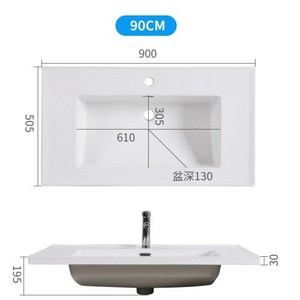 Lavabo en céramique monobloc 615x505mm à trou unique pour hôtel, villa, maison - Product Image 4
