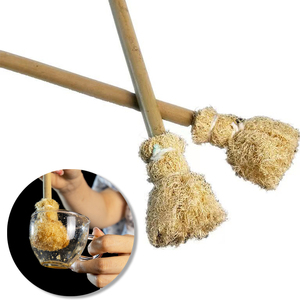 Éponge en bois naturel, brosse à tasses portable, antiadhésive, réutilisable pour le nettoyage de la cuisine domestique - Product Image 5