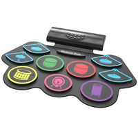 Roll-Up Electronic Drum Kit, 9 Pads Foldable Portable Drum Pad, Supports MIDI Software Games Beginners Percussion Instrument