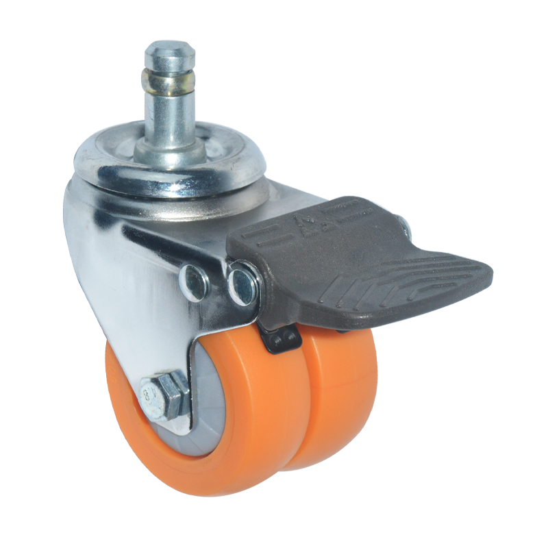 Light Duty Plastic Swivel Yellow Orange Nylon Twin Double Wheel Small Caster Wheel Castor for Furniture Table Trolley