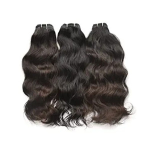 Extensions de cheveux humains naturels indiens vierges, cuticules alignées, bruts, non traités, ondulés, tissage machine, double vague profonde, vente en gros - Product Image 3