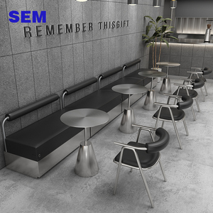 Industrial Style Coffee Shop Stainless Steel <b>Wall</b>-<b>Mounted</b> Booth Dessert Shop Custom-Made <b>Tables</b> and Chairs Long Benches - Product Image 1