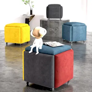 Vải Cube có thể gập lại lưu trữ ottman footrest bước Phân đệm ghế cho ký túc xá phòng khách