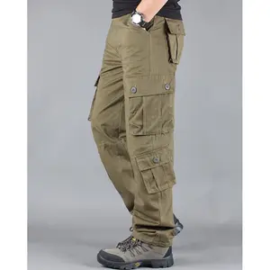 Pantalones informales sueltos para hombre, pantalón con múltiples bolsillos, a la moda, para exteriores, cargo, talla grande