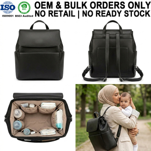 <span class=keywords><strong>Mochila</strong></span> Pañalera de Maternidad Personalizada de Fábrica, Estilo Moderno Minimalista, Impermeable, de Cuero Vegano PU, para Bebés Recién Nacidos - Product Image 1