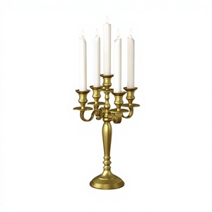 Candelabro de Lujo de 5 Brazos para Decoración de Bodas, Artesanía en Metal, Resistente al Calor, Ecológico, Portavelas de Metal, Precio Directo de Fábrica - Product Image 1
