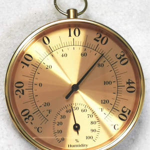 10cm tường trang trí tương tự nhiệt độ ẩm kế nhiệt độ và độ ẩm đo với vòng vàng và vàng Bề mặt độ ẩm mét - Product Image 3