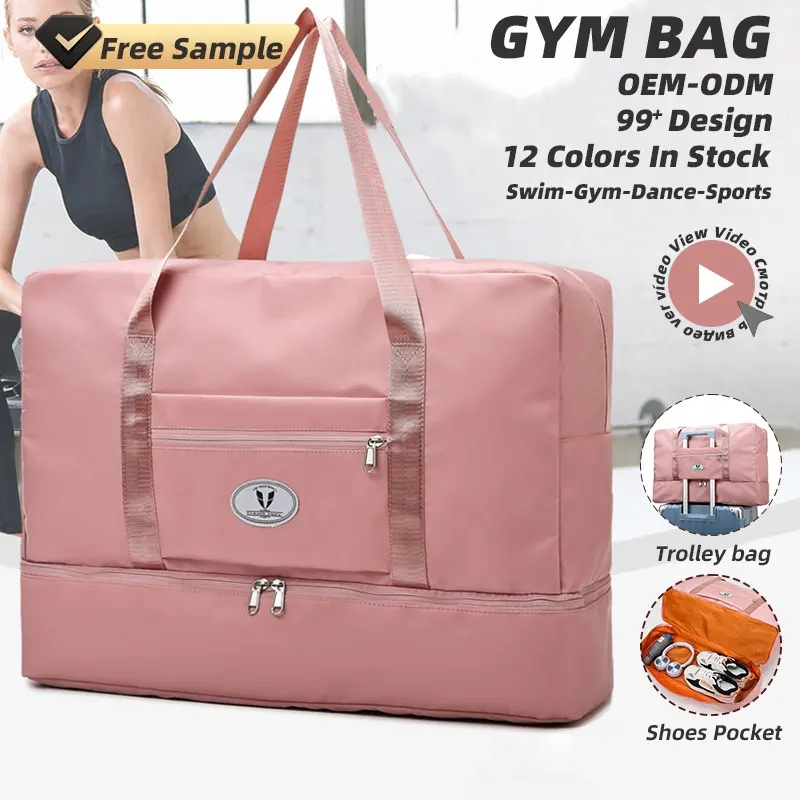 Borsa da viaggio con ampia capacità a secco con separazione a umido per palestra Weekender borsone da notte con tasca indipendente per scarpe