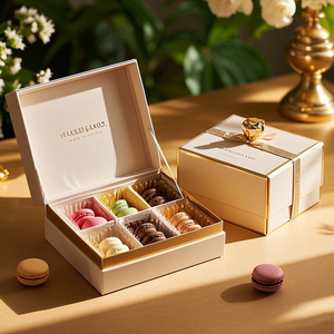 Biểu Tượng Tùy Chỉnh Có Thể Tái Chế Các Tông Cứng Món Tráng Miệng Bánh Quy Baklava Macaron Bao Bì Sang Trọng Vỏ Sò Từ Hộp Quà Tặng Cho <span class=keywords><strong>Macarons</strong></span> - Product Image 6