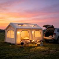 Tente gonflable entièrement automatique pour le camping, résistante aux intempéries, avec deux chambres et un hall, équipement portable complet pour l'extérieur
